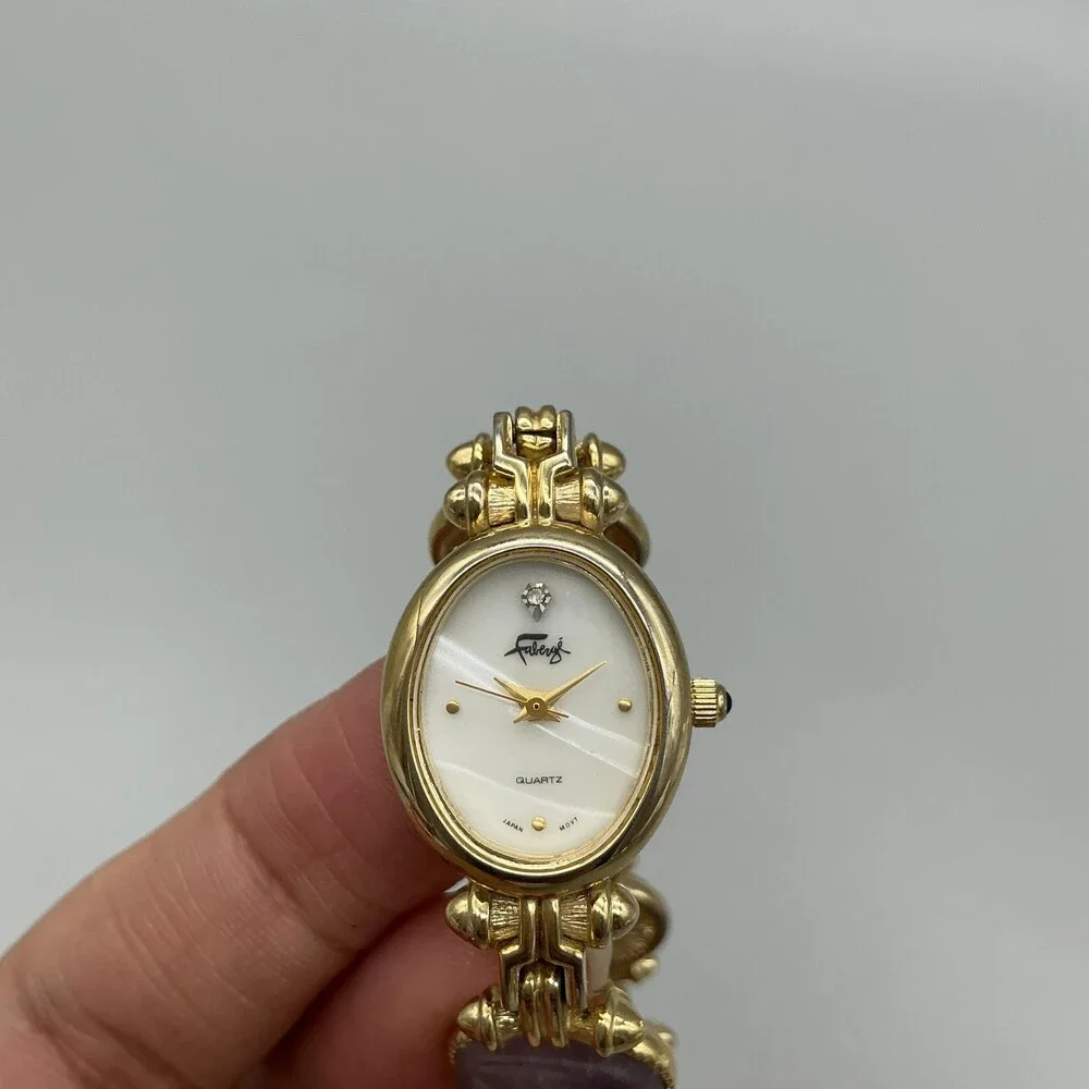 Faberge Scarab Womens Watch 19mm MOP Dial Gold Tone Multicolor New Battery 7.75
